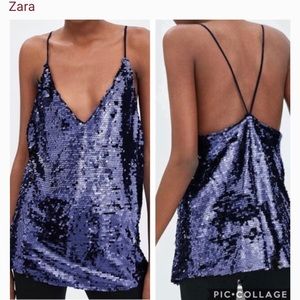 Zara TRF Sequin Top Sz M NWT